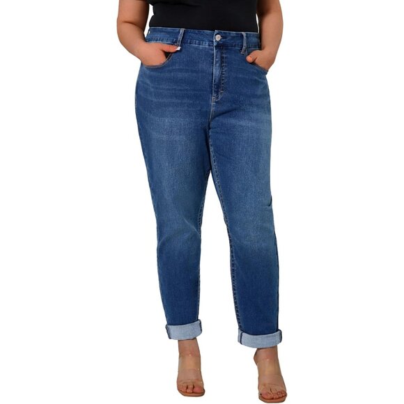 Plus Size Skinny Jeans High Rise Stretchy Denim Pockets Tummy Control - Picture 1 of 6